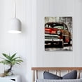 thumbnail image 3 of ONETECH Vintage Rustic Old Car Canvas Wall Art Classic American Car Picture Poster Printed on Canvas Ready to Hang for Home Living Room  Wall Retro Accent Decoration (Red, Total）, 3 of 4