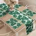 thumbnail image 2 of Ambesonne Leaves Table Runner & Placemats, Monstera Pinnate Palmate, Placemat 4 pcs + Runner 14"x90", White and Jade Green, 2 of 2