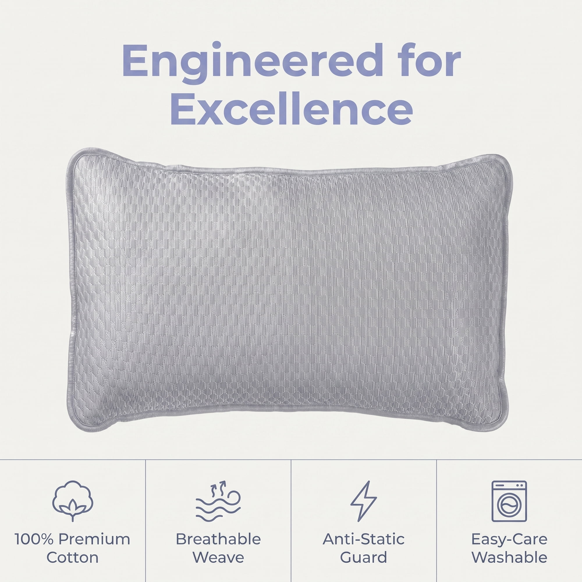 Unique Bargains Hypoallergenic Polyester Quilted Standard-size Pillow Protector Gray A