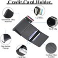 thumbnail image 2 of RFID-protected leather card holder for men, ultra-thin wallet with pop-up function for credit cards, simple card holder, 2 of 5
