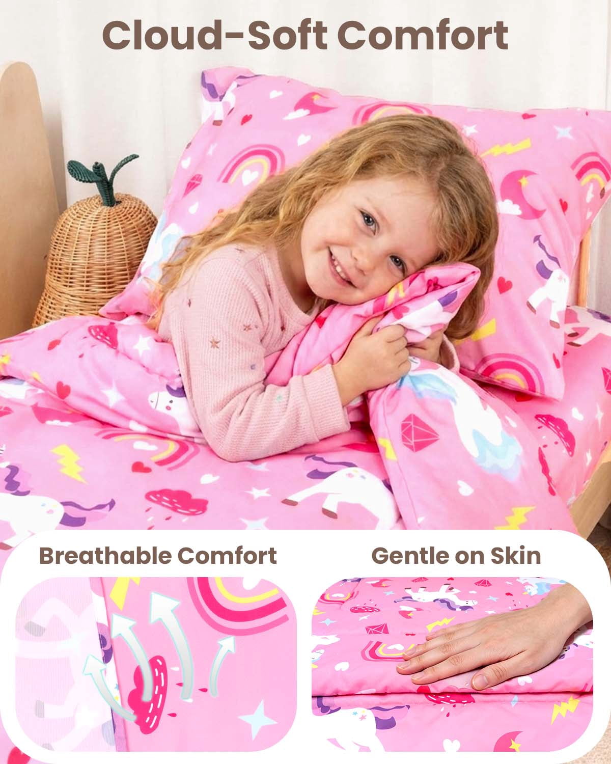Beavtaens Toddler Bedding Set, 4-Piece Green Monster Truck Comforter Set for Girls and Boys, Breathable Crib Bedding Includes Ultra-Soft Quilt, Flat and Fitted Sheets, and Reversible Pillowcase