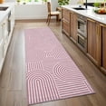 thumbnail image 4 of FairOnly Geometric Pink 2.5'x8'Runner Rug Washable Ultra Thin Non-Slip Pet Friendly Modern Striped Rug for Bedroom Kitchen, 4 of 7