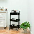 thumbnail image 4 of Gymax 32.5" 3-Tier Metal Rolling Storage Cart W/5 Brakes Kitchen Black, 4 of 10