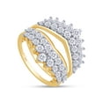 thumbnail image 2 of AFFY 1.90Ct Round Cut Lab Created Moissanite Diamond Double Row Solitaire Enhancer Guard Ring in 14K Yellow Gold over Sterling Silver-8.5, 2 of 6
