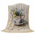 thumbnail image 6 of Spring Blue Flowers Blanket Soft Cozy Warm Throw Blanket for Couch, Plush Fuzzy Flannel Fleece Blankets for Sofa, Vintage Tea Cup Phrases Pastoral Bed Blankets Lightweight Gifts for Women, 40"x60", 6 of 9