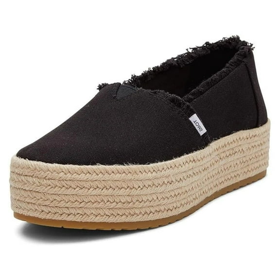 Toms Women's Valencia Platform Espadrille Sneakers Loafer Flat, Black, Size 11