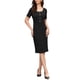 thumbnail image 2 of INSPIRE CHIC Vestido Elegante para Mujer de Manga Corta Cuello Cuadrado Botón Vestidos de Trabajo Casual Ajustados XS Negro, 2 of 6