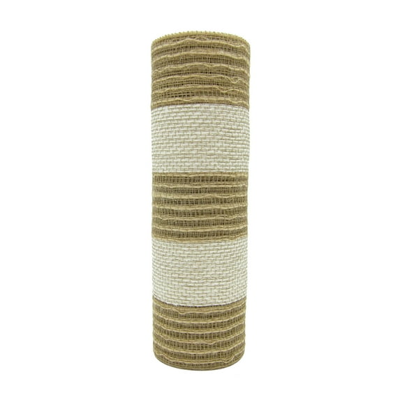 12 Pack: 10" x 6.3yd. White & Natural Striped Mesh by Celebrate It