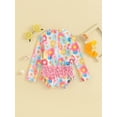 thumbnail image 4 of Suealasg Kids Girl One Piece Swimsuits Toddler Girl Long Sleeve Floral Shell Print Romper Swimwear Baby Girl Summer Bathing Suit Beachwear 0-3 Years, 4 of 9
