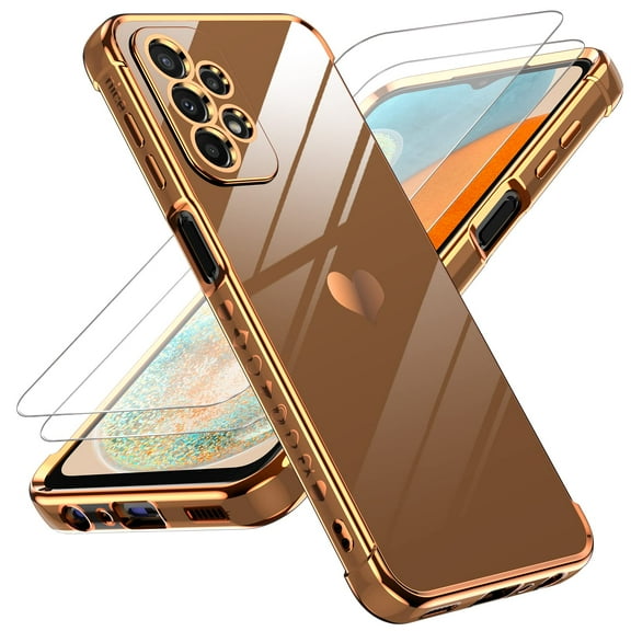 LeYi Galaxy A23 5G Case Samsung Galaxy A23 5G Case with Screen Protector [2 Pcs]  Full Camera Protection, Love Heart Plating Girly Women Cute Luxury Soft TPU Case