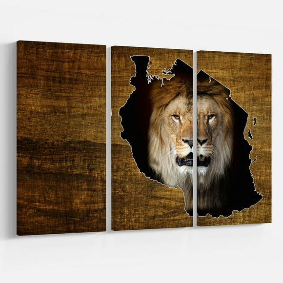 Design Art Tanzania Wildlife Map Design Canvas Print