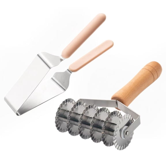 2-Piece Set Stainless Steel Cake Tool Set with Triangle Cake Separator and Smoothing Knife