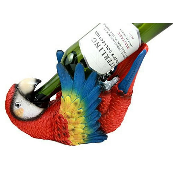 Rio Rainforest Jungle Red Scarlet Macaw Parrot Wine Bottle Holder Caddy Figurine