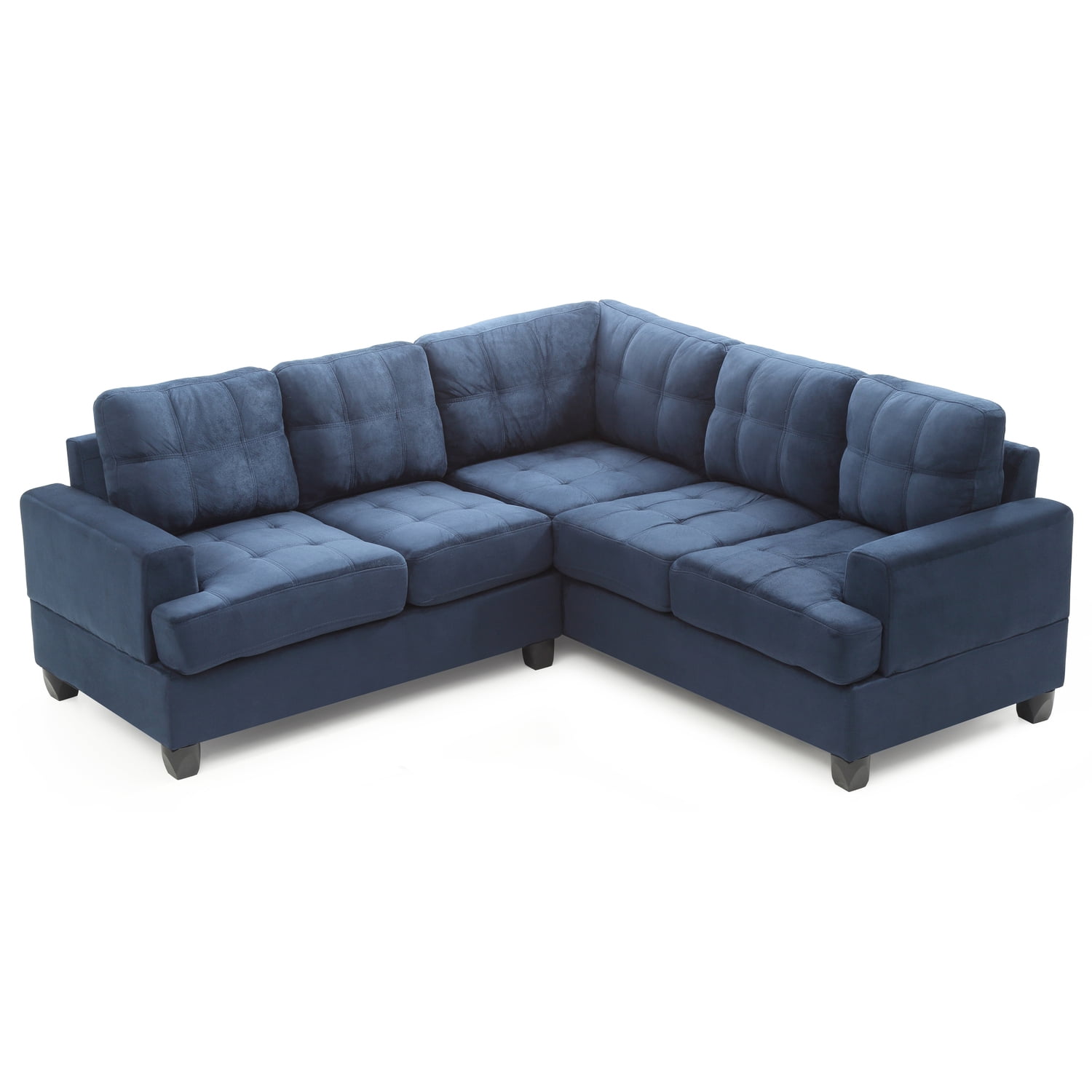 Glory Furniture Sandridge Microsuede Sectional in Navy Blue