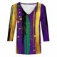 thumbnail image 2 of TaTaai Women's Fashion Christmas Printed Loose Casual V Neck With Three Quarter Sleeves And 3/4 Sleeves T-shirt Pullover Top Gift, 2 of 5