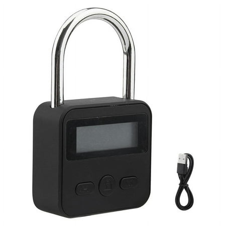 

Metal Timer Lock LCD Display Multi-Function Electronic Timer Lock 99 Hours Max Timing USB Rechargeable (Black)