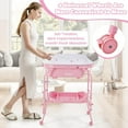 INFANS 2 in 1 Baby Changing Table with Bath Tub Unit, Folding Diaper Dresser Station with Wheels
