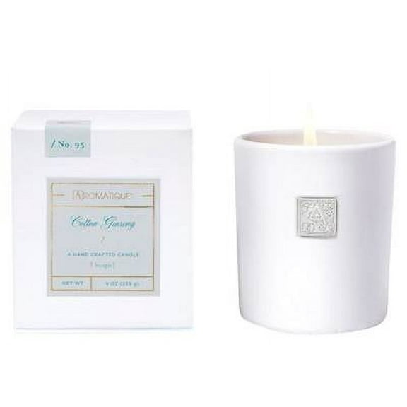 COTTON GINSENG Aromatique Boxed 9 oz White Ceramic Scented Jar Candle