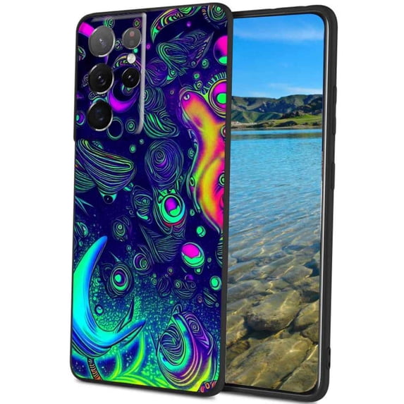 Compatible with Samsung Galaxy S21 Ultra Phone Case, Psychedelic-Trippy-Alien-Art-Visuals-Colours12 Case Men Women, Flexible Silicone Shockproof Case for Samsung Galaxy S21 Ultra