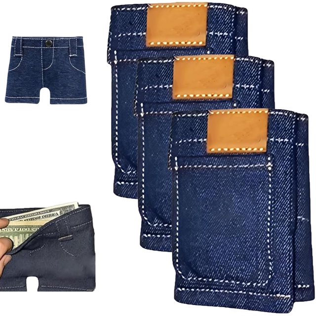 Pocket Pants Mini Jeans Wallet, Slim Compact Bifold Pocket Purse, Portable Retro Style Card Holder for Cards Keys or Cash for Travel and Everyday Carry