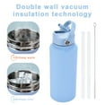 thumbnail image 4 of Ptetnvg Vacuum Insulated Bottle Stainless Steel Water Bottle 1000ml Leak-proof Insulated Straw Bpa-free 24 Hours Cold 12 Hours Hot Ideal for Sports Gym Travel, 4 of 9