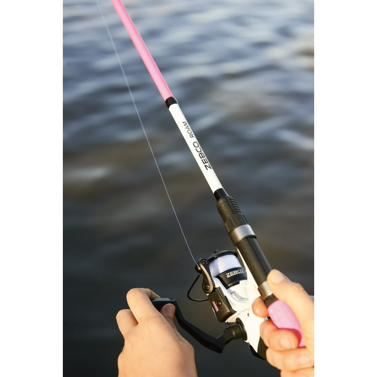Zebco Roam Spinning Reel and Fishing Rod Combo, 6-Foot 6-Inch Rod, Size 30 Reel, Pink Zebco Roam Spinning Reel and Fishing Rod Combo, 6-Foot 6-Inch Rod, Size 30 Reel, Pink