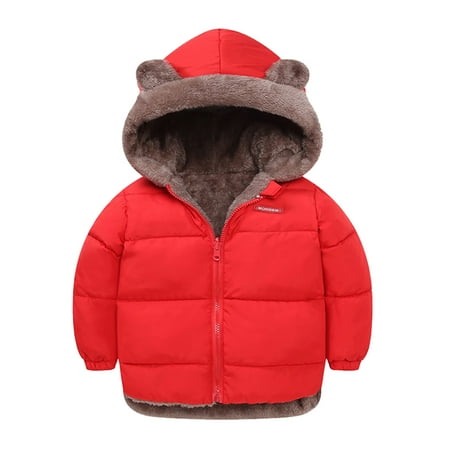 

Aayomet Coat For Toddler Girls Girls Winter Coats Hooded Sherpa Lined Lightweight Jacket Thick Warm Puffy Waterproof Windproof Cotton Shiny Jackets Red 12-18 Months