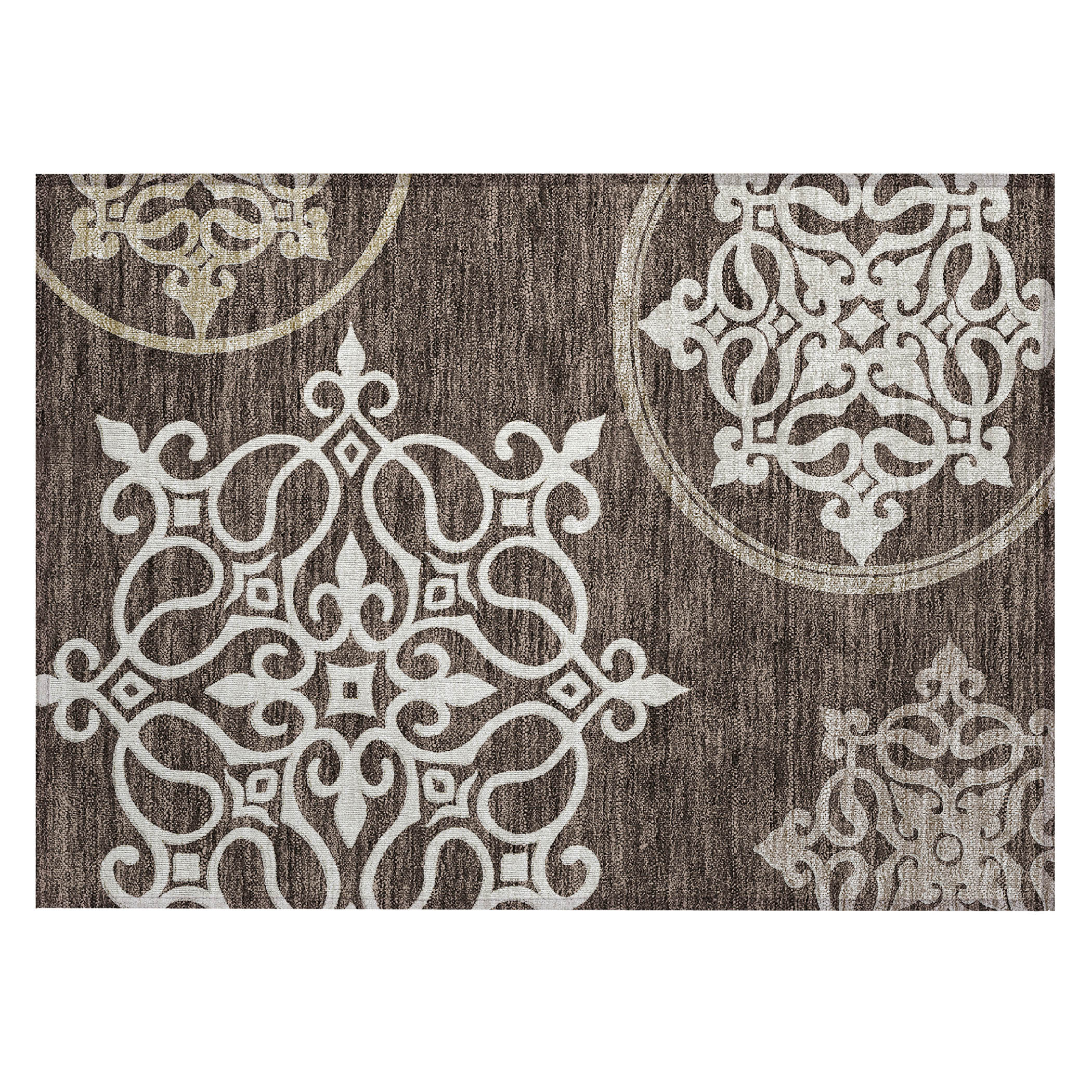 Addison Rugs Chantille Indoor/Outdoor Transitional Scrolls Chocolate Washable Rectangle Rug, 1'8" x 2'6"