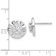 thumbnail image 4 of Sterling Silver Rhodium-Plated Polished & Rippled Halo Cz Post Earrings (Width 11.5) (Length 11.5) - Jbsp, 4 of 5