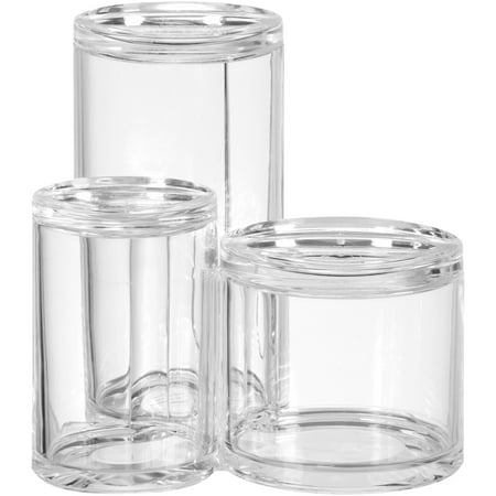Caboodles Tiers of Joy, Acrylic Cosmetic Organizers/ Containers, 3 Pieces, Clear