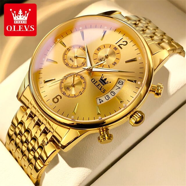 Original OLEVS Luxury Top Brand Quartz Watch for Men Stainless Steel Man Pilot Chronograph Waterproof Multi-function Wristwatch