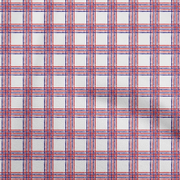 oneOone Cotton Silk Red Fabric Check Quilting Supplies Print Sewing Fabric By The Yard 42 Inch Wide