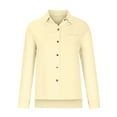 thumbnail image 4 of Scyoekwg Womens Button Down Shirt Comfy Long Sleeve Shirts V Neck Lapel 2025 Fashion Button Shirts Fall Solid Color Long Sleeve Lightweight Loose Casual Pullover Beige XL, 4 of 8
