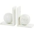 thumbnail image 6 of DecMode 6" Sleek Orb Geometric 12 lbs White Marble Bookends with L- Shaped Bases (Set of 2), 6 of 7