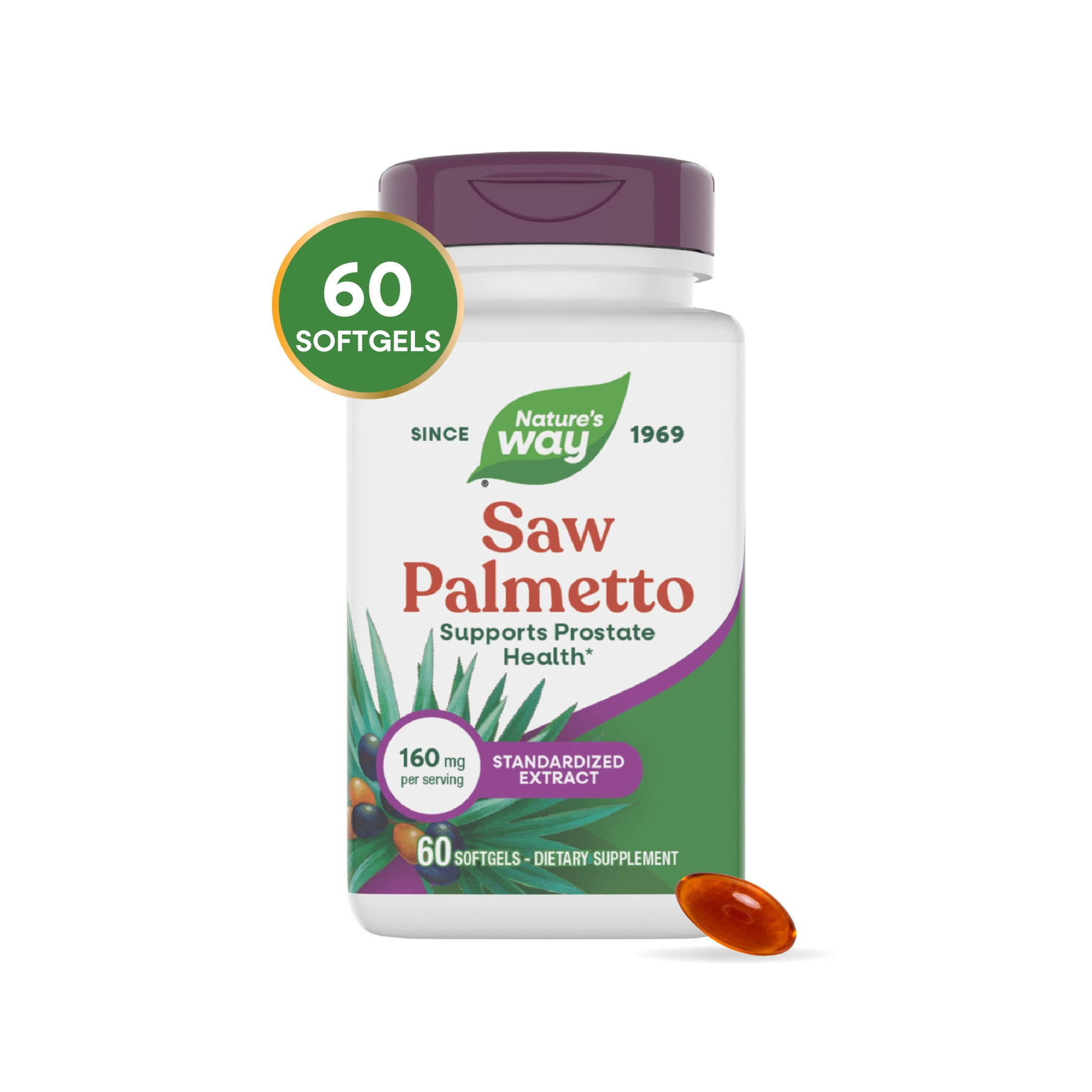 Nature's Way Saw Palmetto Premium Extract Softgels, Prostate Health Support for Men*, 60ct