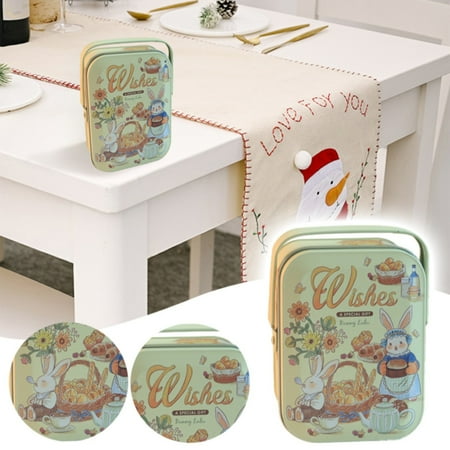 

marioyuzhang Metal Cookie Cans Handheld Tin Box Cookie Can Rabbit Pattern Candy Baking Packaging Packaging Box Wrist Box Rabbit Cake