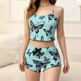 thumbnail image 2 of Women's Soft 2-Piece Sleeveless Camisole and Shorts Pajama Set Butterfly Print Loungewear Green Size L, 2 of 6