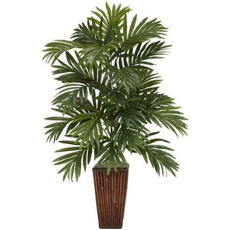 Nearly Natural Artificial 32-in. Tall Areca Palm with Bamboo Vase Silk (Best Artificial Plants For Indoors)
