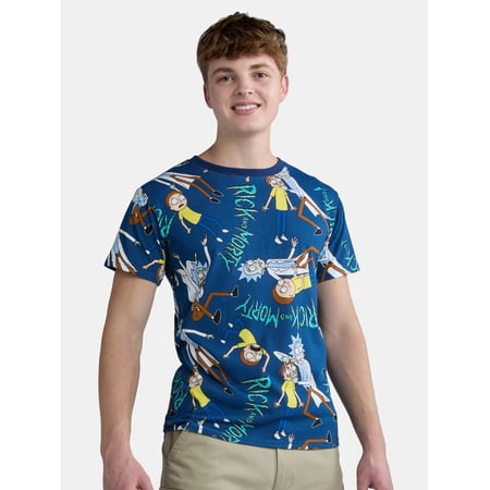 Rick and Morty Men's & Big Men's Allover Print Graphic Tee, Sizes S-3XL