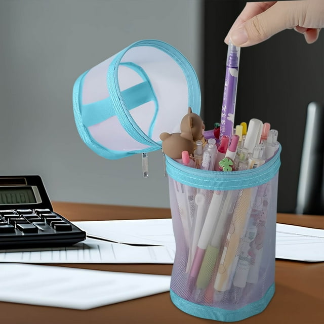 Purpose Pen Pen Bag Mesh Transparent Circular Pen Bag Cylindrical High-value Vertical Pen Bag Stationery Box