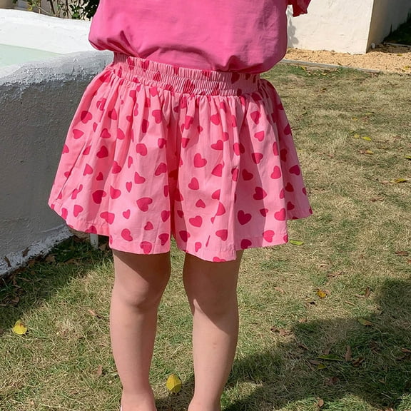 Herrnalise Toddler Baby Girls Pleated Casual Skirts High Waisted Athletic with Pockets Shorts Running Workout Clothes Printed Florals Short Skirts （2-8Years)