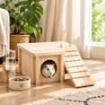 thumbnail image 6 of Expandable Wooden Small Animal Habitat Set for Hamster Rabbit Bunny House Small Animals Hideout Hut, 6 of 6