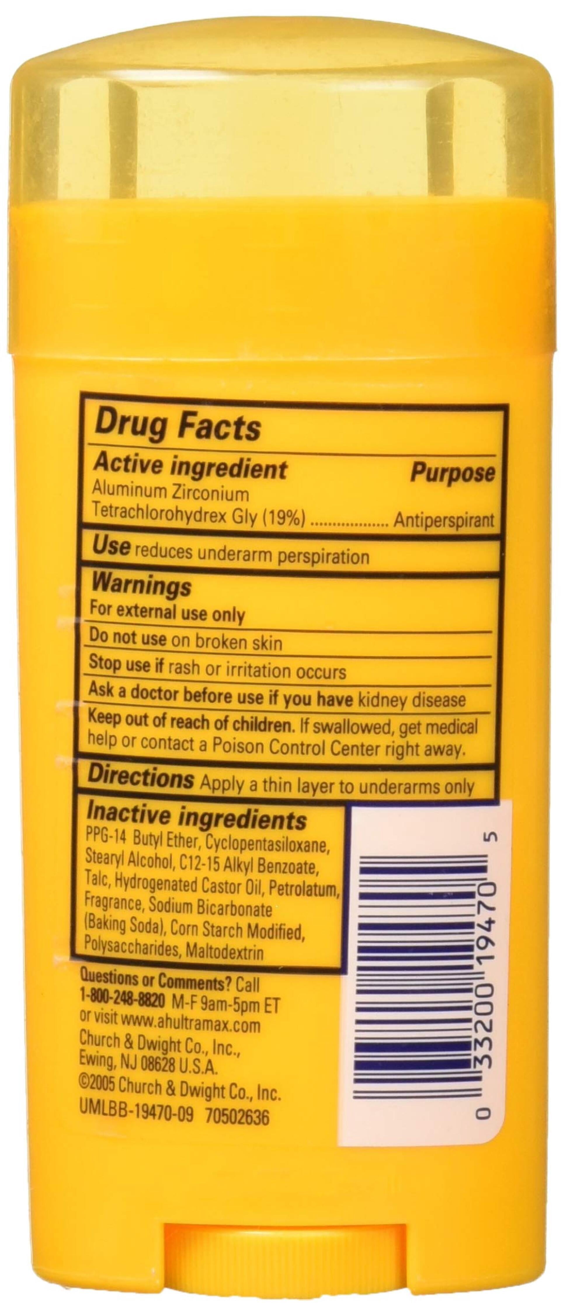 Arm & Hammer Ultra Max Deodorant- Powder Fresh- Solid Oval (Pack of 8)