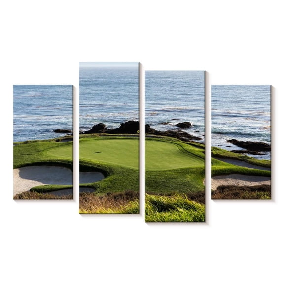 Elephant Stock Pebble Beach Golf Turf Wall Art - Horizontal Multi Panel Canvas - Living Room Wall Decor - Hobbies And Lifestyle Multi Panel - Brown And Blue Decor - 24" x 14"