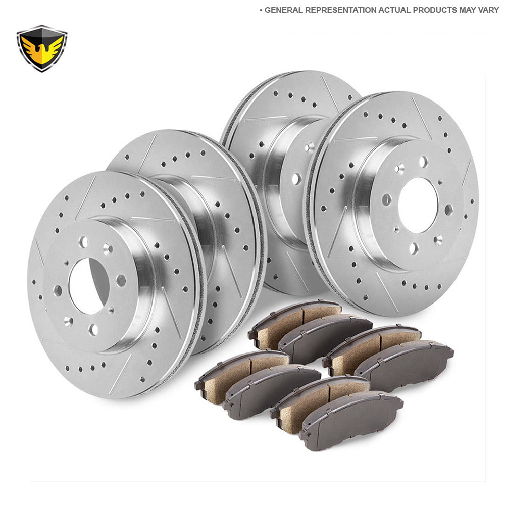 Front+Rear Drilled Slotted Brake Rotors & Ceramic Pads For 2011 2012 2013 Juke