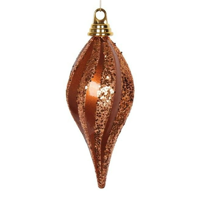 Vickerman M132588 8 in. Copper Candy Glitter Swirl Drop Ornament