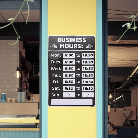 HONMEET 1Set Business Open Hours Sign with Clear Layout for Bank 11.8x7.9in
