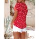 thumbnail image 2 of Blusa de gasa para mujer, cuello en V, manga corta, ajuste holgado, cómoda camisa informal para uso diario, color rojo XL, 2 of 4