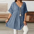 thumbnail image 6 of Women's V Neck Short Sleeve Ruffle Loose Summer Flowy Mini Dress, 6 of 7