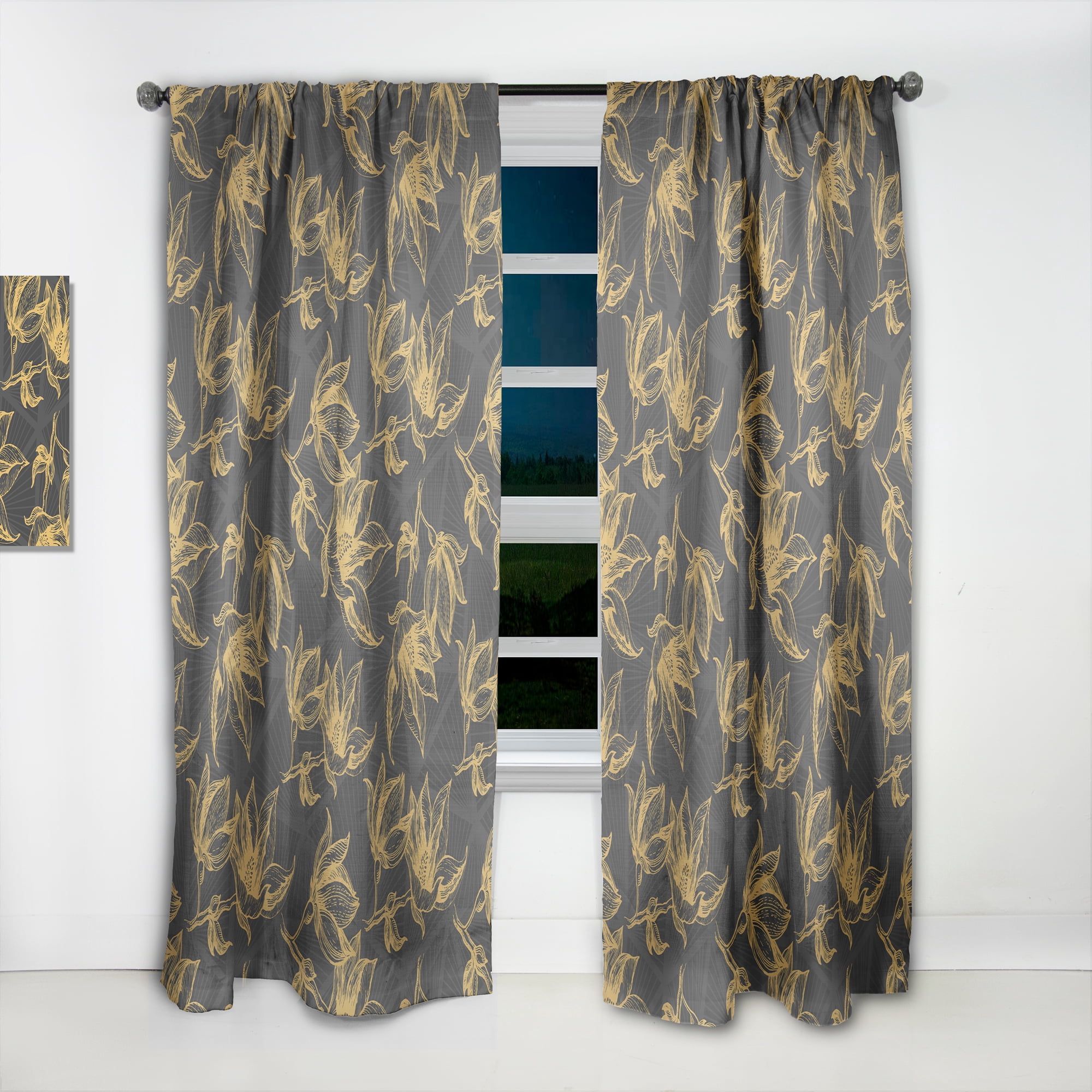 Designart 'Bituminous Bloom VII' Modern & Contemporary Curtain Panel